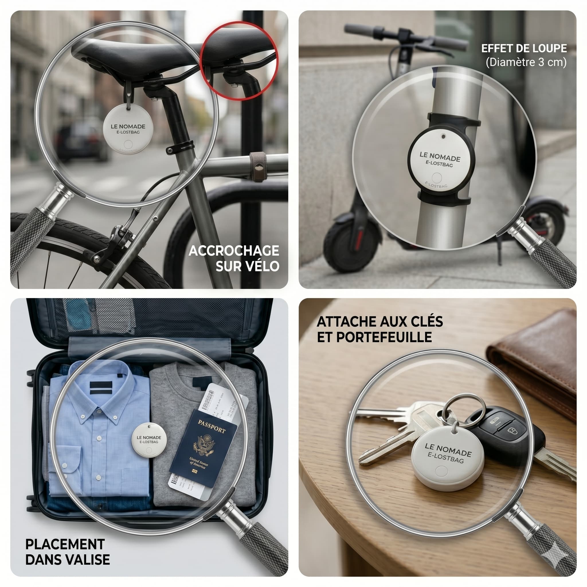 Usages multiples : vélo, trottinette, valise, clés